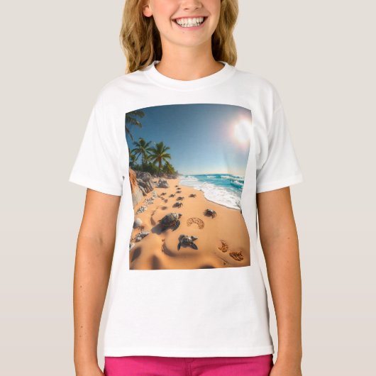 Tropical Golden Shell Beach Chic T-Shirt (Vorderseite)
