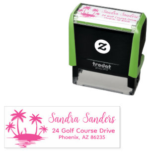 Tropical Golfer Personalisierte Adresse Permastempel