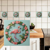Tropical Grace Balancing Flamingo Keramik Tile Fliese