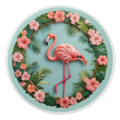 Tropical Grace Balancing Flamingo Keramikknauf (Vorderseite)