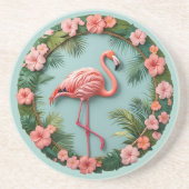 Tropical Grace Balancing Flamingo Round Sandstone Getränkeuntersetzer (Vorne)