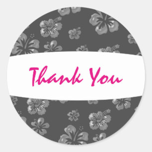 Tropical Gray Elegant Hibiskus Floral Sticker
