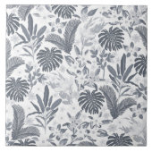 Tropical Gray Floral Greenery Fliese (Vorderseite)