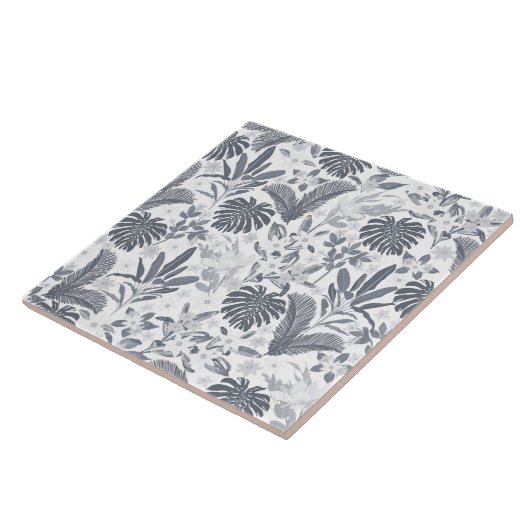 Tropical Gray Floral Greenery Fliese (Seite)