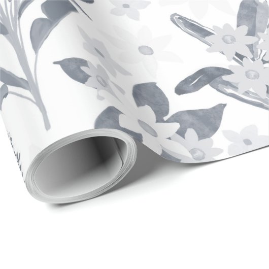 Tropical Gray Floral Greenery Geschenkpapier (Rolleneckpunkt)