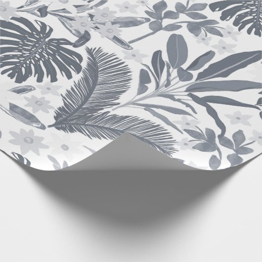 Tropical Gray Floral Greenery Geschenkpapier (Ecke)