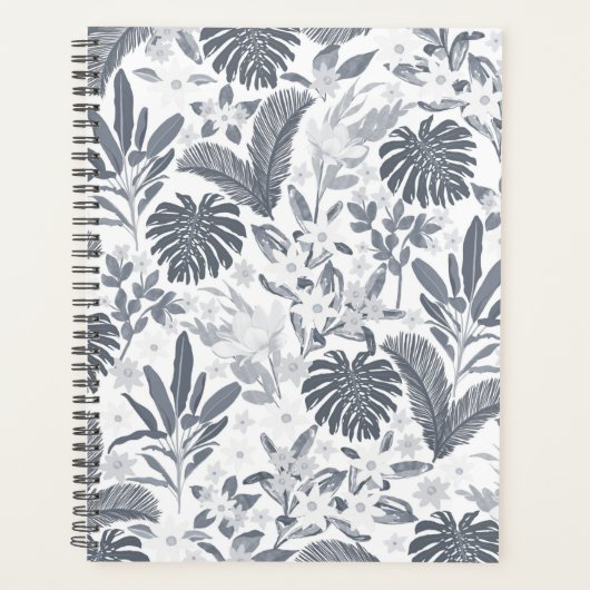 Tropical Gray Floral Greenery Planer (Vorderseite)