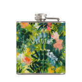 Tropical Green Abstrakt Botanical Mit Monogramm Flachmann (Rückseite)