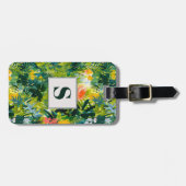 Tropical Green Abstrakt Botanical Mit Monogramm Gepäckanhänger (Vorderseite horizontal)