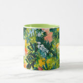 Tropical Green Abstrakt Botanical Mit Monogramm Tasse (Zentrum)