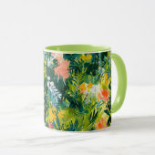 Tropical Green Abstrakt Botanical Mit Monogramm Tasse (VorderseiteRechts)