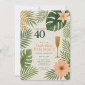 Tropical Green and Gold Aloha Birthday Party Einladung (Vorderseite)