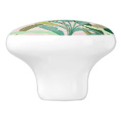 Tropical Green Banana Leaves Pink Pattern Keramikknauf (Seitenansicht)