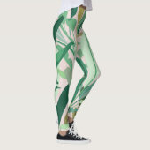 Tropical Green Banana Leaves Pink Pattern Leggings (Rechts)