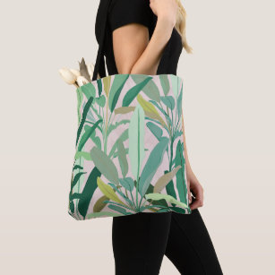 Tropical Green Banana Leaves Pink Pattern Tasche