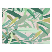 Tropical Green Banana Leaves Pink Pattern Tischdecke (Vorderseite (Horizontal))