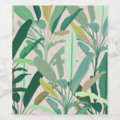 Tropical Green Banana Leaves Pink Pattern Weinetikett (Einzelnes Label)