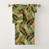 Tropical Green Black Palm Blätter Badhandtuch Set (Insitu)