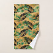 Tropical Green Black Palm Blätter Badhandtuch Set (Handtuch)