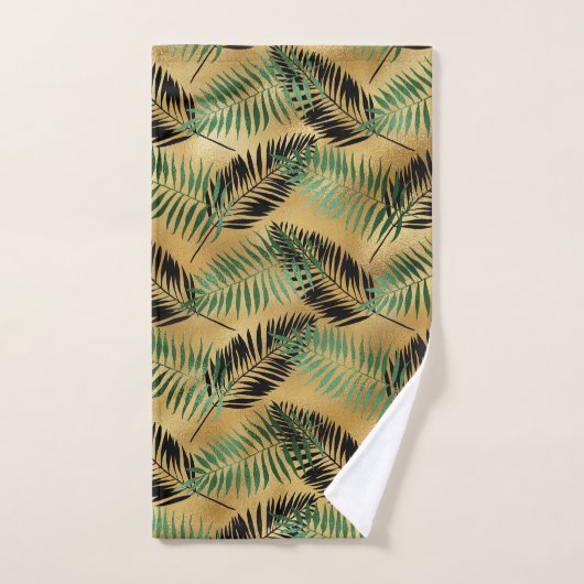 Tropical Green Black Palm Blätter Badhandtuch Set (Handtuch)