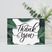 Tropical Green Blätter Danke Karte (Stehend Vorderseite)