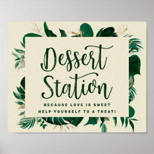 Tropical Green Blätter Dessert Station Hochzeit Poster