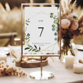 Tropical Green Blätter Mesa Spanish Wedding Tischnummer