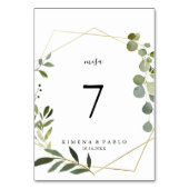Tropical Green Blätter Mesa Spanish Wedding Tischnummer (Vorderseite)