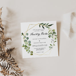 Tropical Green Blätter Spanish Wedding Einladung