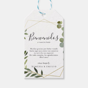 Tropical Green Blätter Spanish Wedding Willkommen Geschenkanhänger
