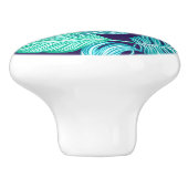 Tropical Green Blue Blätter Muster Keramikknauf (Seitenansicht)