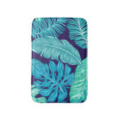 Tropical Green Blue Leaves Pattern Badematte (Vorderseite Vertikal)