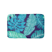Tropical Green Blue Leaves Pattern Badematte (Vorderseite)
