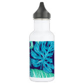Tropical Green Blue Leaves Pattern Monogram Edelstahlflasche (Links)