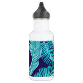 Tropical Green Blue Leaves Pattern Monogram Edelstahlflasche (Rechts)