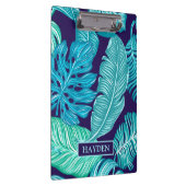 Tropical Green Blue Leaves Pattern Personalised Klemmbrett (Rechts)