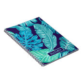 Tropical Green Blue Leaves Pattern Personalised Notizblock (Rechte Seite)