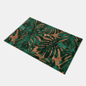 Tropical Green Brown Dschungel Blätter Muster Fußmatte (Schrägansicht)