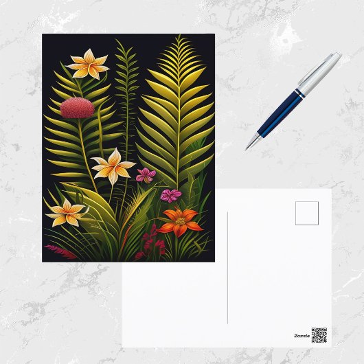 Tropical Green Floral Artwork Postkarte