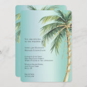 Tropical Green Glam Gold Glitzy Palm Tree Wedding Einladung (Vorne/Hinten)