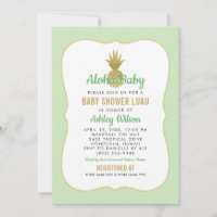 Tropical Green Gold Ananas Baby Shower Luau