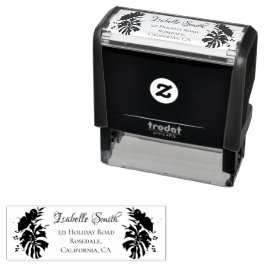 Tropical Green & Gold Monstera Blätter Hochzeit Permastempel