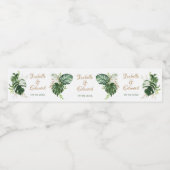 Tropical Green & Gold Monstera Blätter Wasserflaschenetikett (Einzelnes Label)
