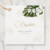 Tropical Green Gold Orchids Elegantes Brautparty Geschenkanhänger (Vorderseite)