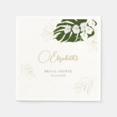 Tropical Green Gold Orchids Elegantes Brautparty Serviette (Vorderseite)