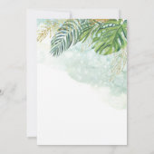 Tropical Green Gold Watercolor Blätter Wedding Einladung (Rückseite)
