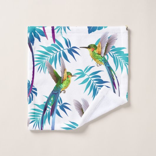 Tropical Green Hummingbirds  Badhandtuch Set (Waschlappen)