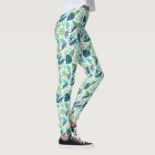 Tropical Green Leafs Muster Leggings (Rechts)