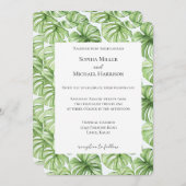 Tropical Green Leaves Wedding Einladung (Vorne/Hinten)