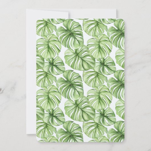Tropical Green Leaves Wedding Einladung (Rückseite)